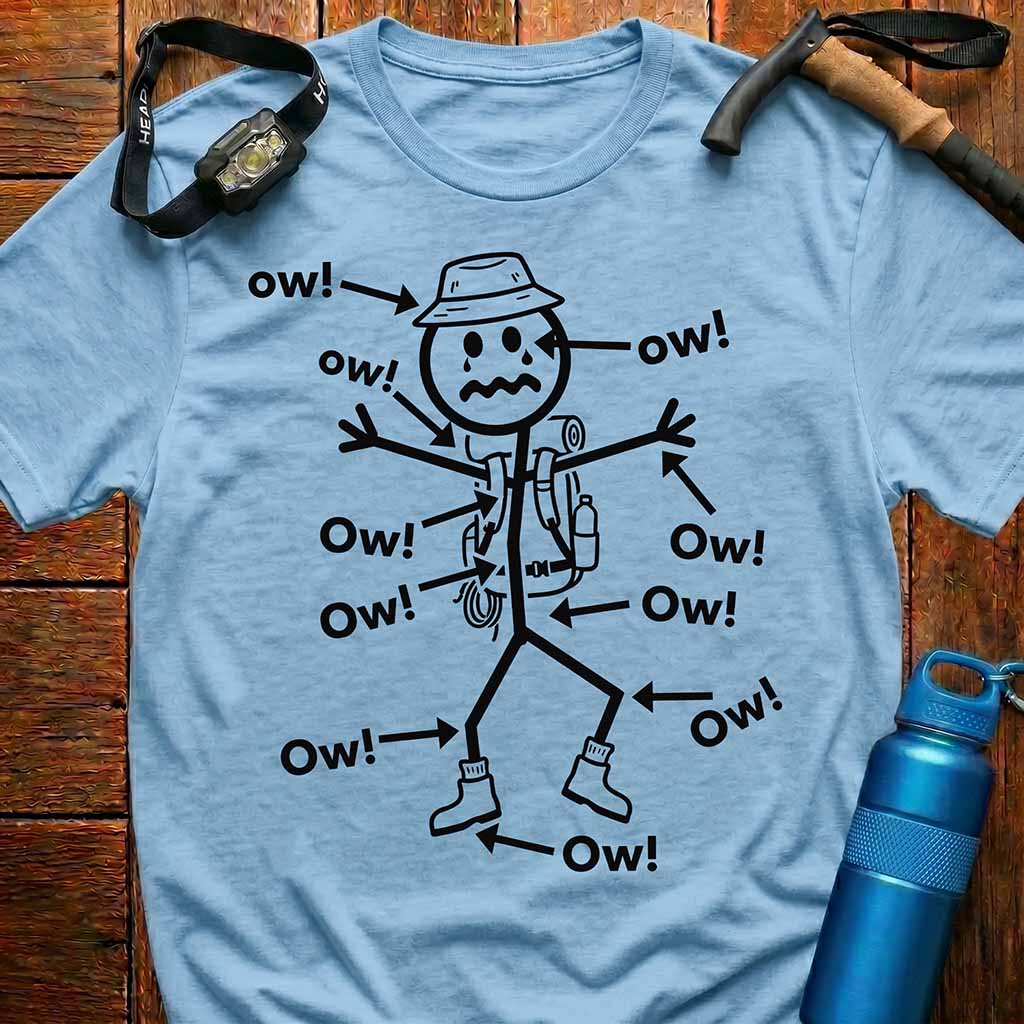 Hiking Stick Figure 'Ow! Ow!' T-Shirt