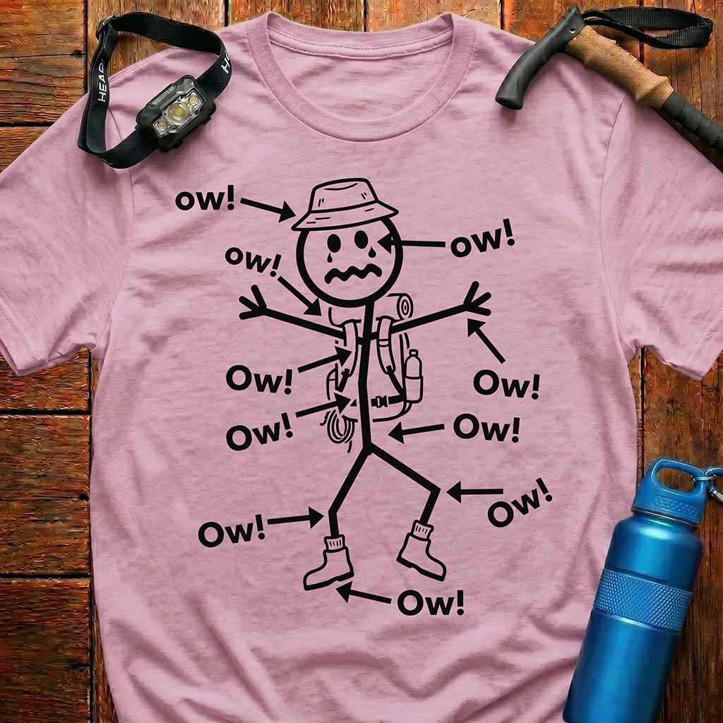 Hiking Stick Figure 'Ow! Ow!' T-Shirt