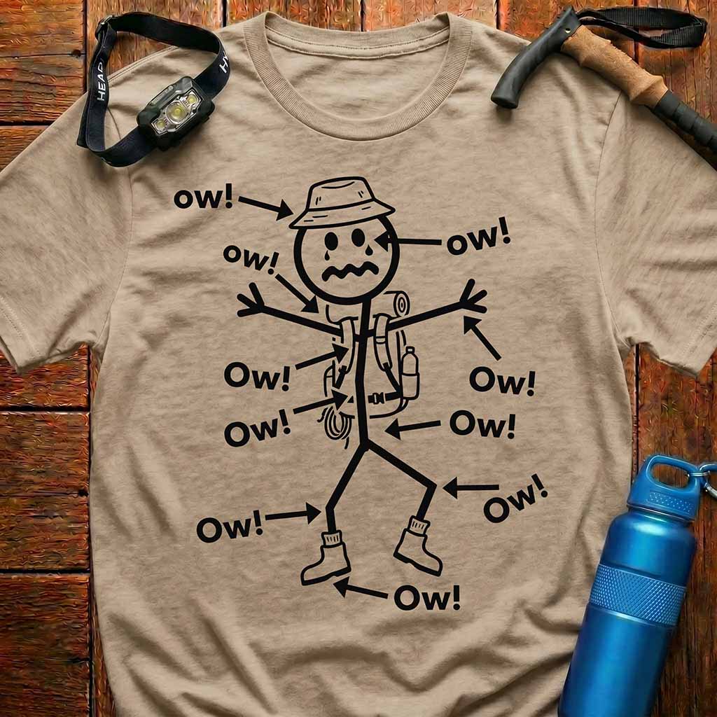 Hiking Stick Figure 'Ow! Ow!' T-Shirt
