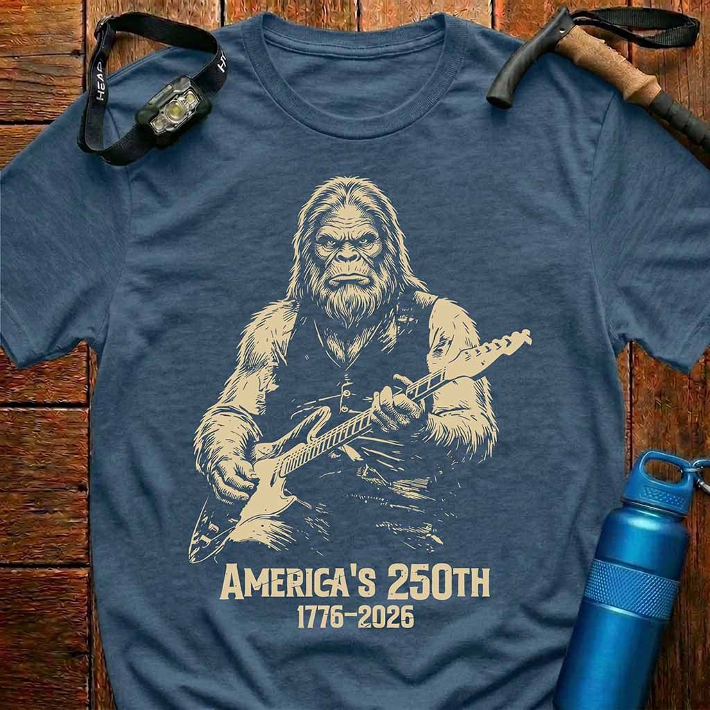 Patriotic Sasquatch Guitar T-Shirt