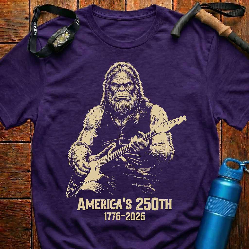 Patriotic Sasquatch Guitar T-Shirt
