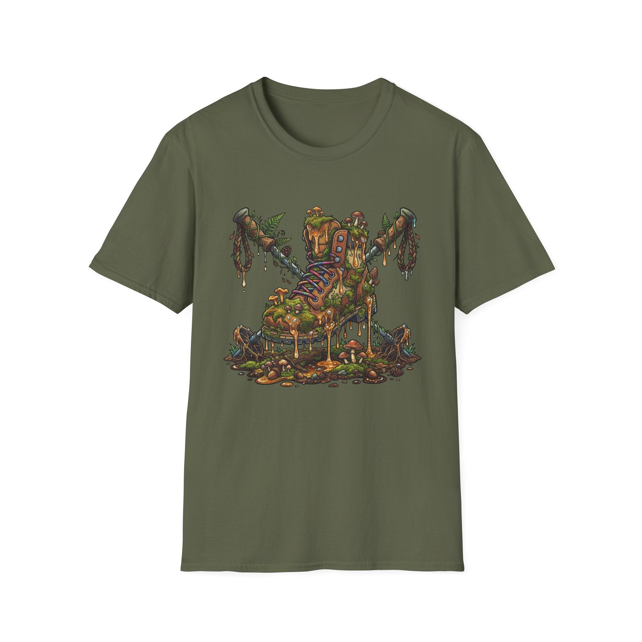 Mossy Boot and Mushrooms T-shirt