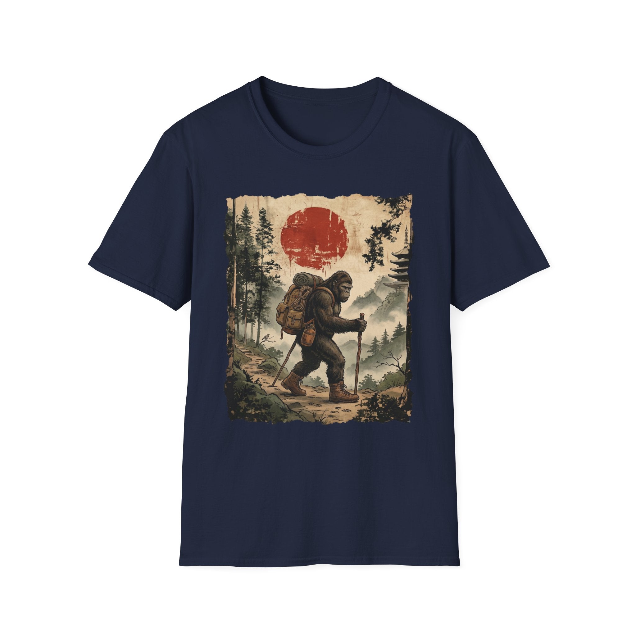 Bigfoot Hiking in Nature Scene T-shirt
