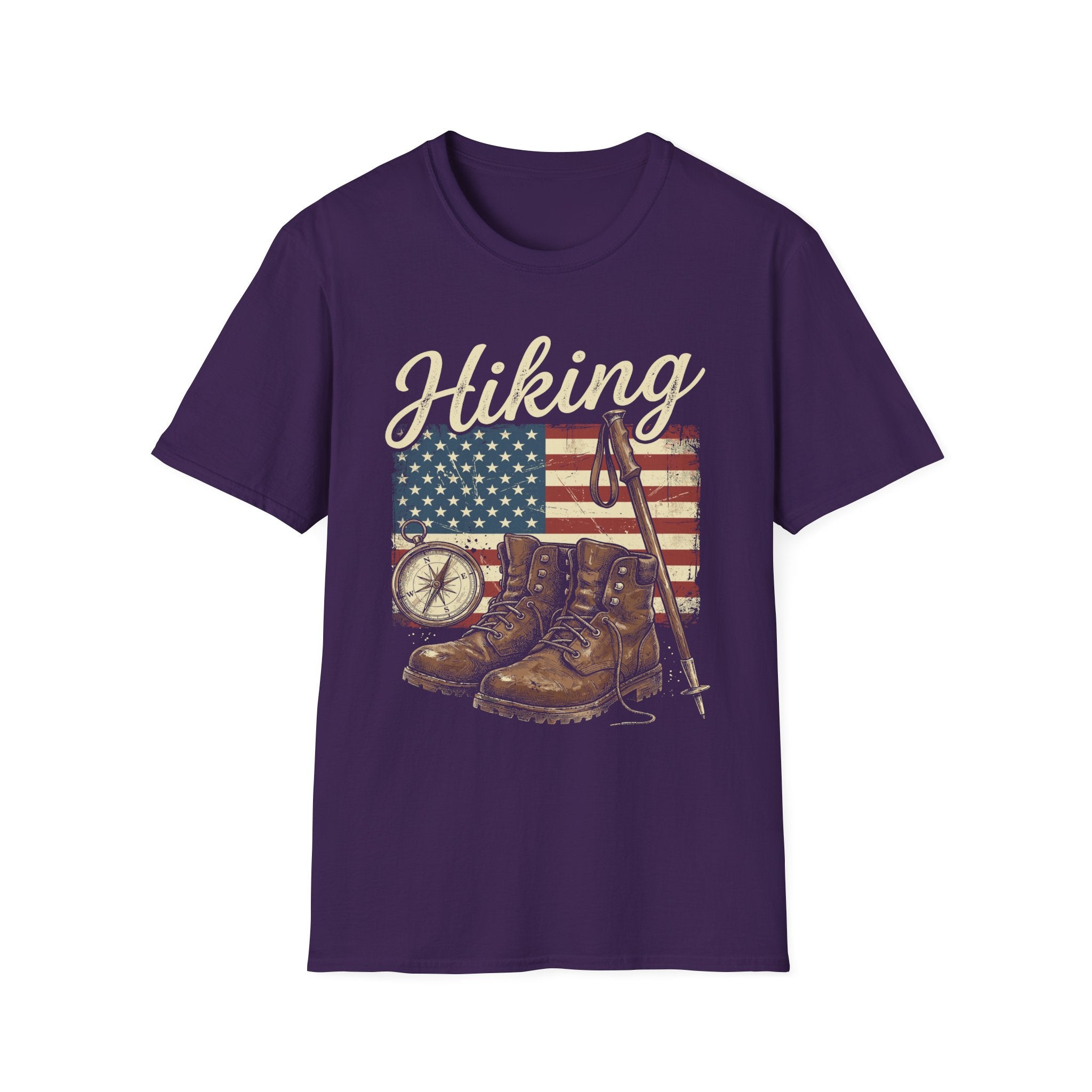Vintage American Flag Hiking T-Shirt