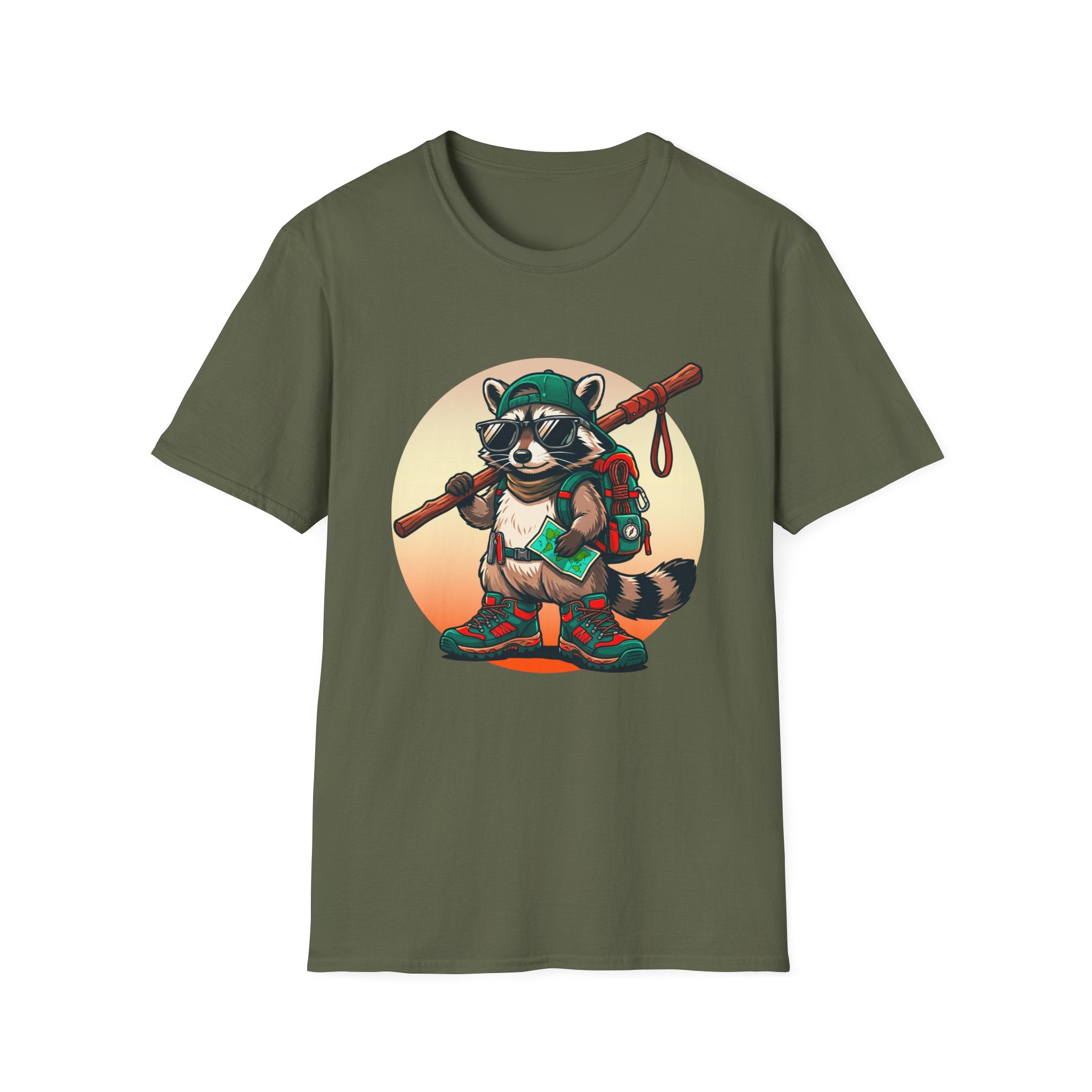 Adventure Raccoon Hiker T-Shirt