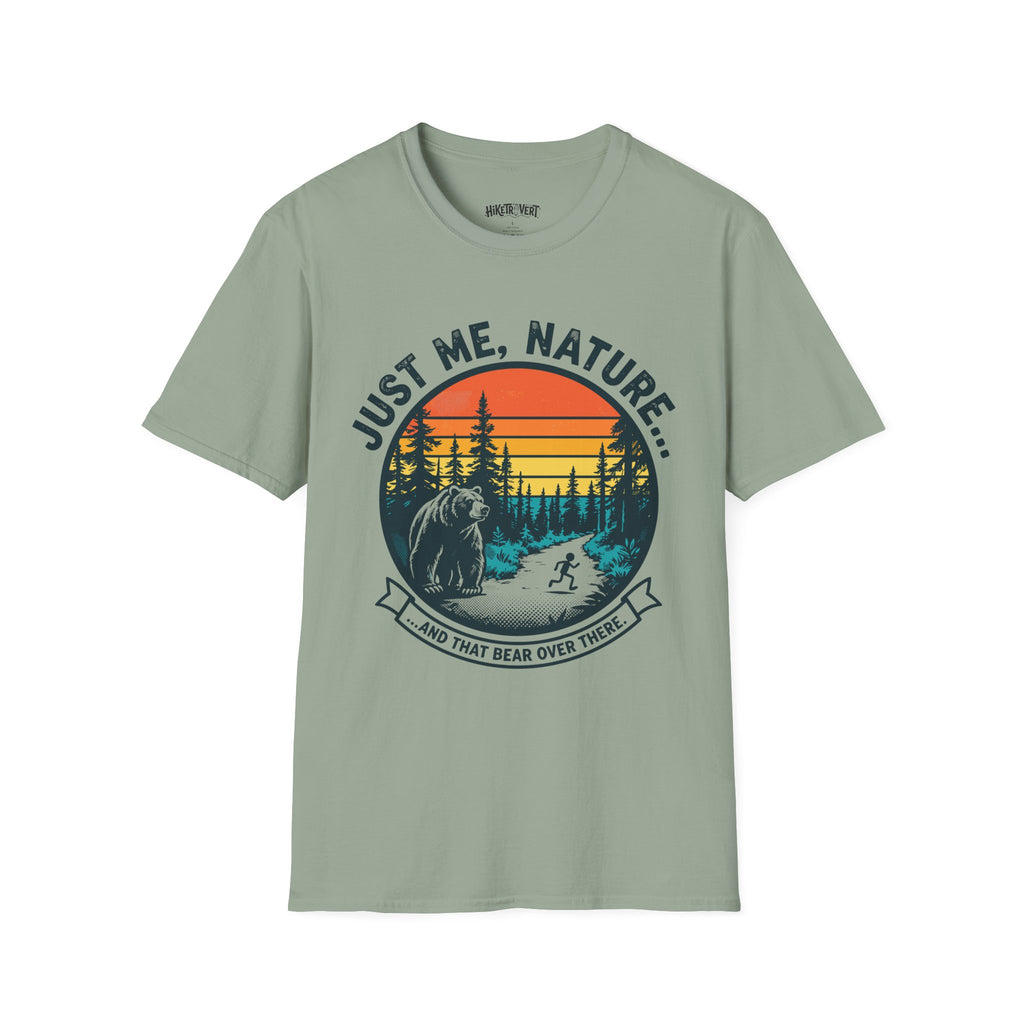Just Me, Nature T-Shirt – Vintage Outdoor Hiking Bear Graphic