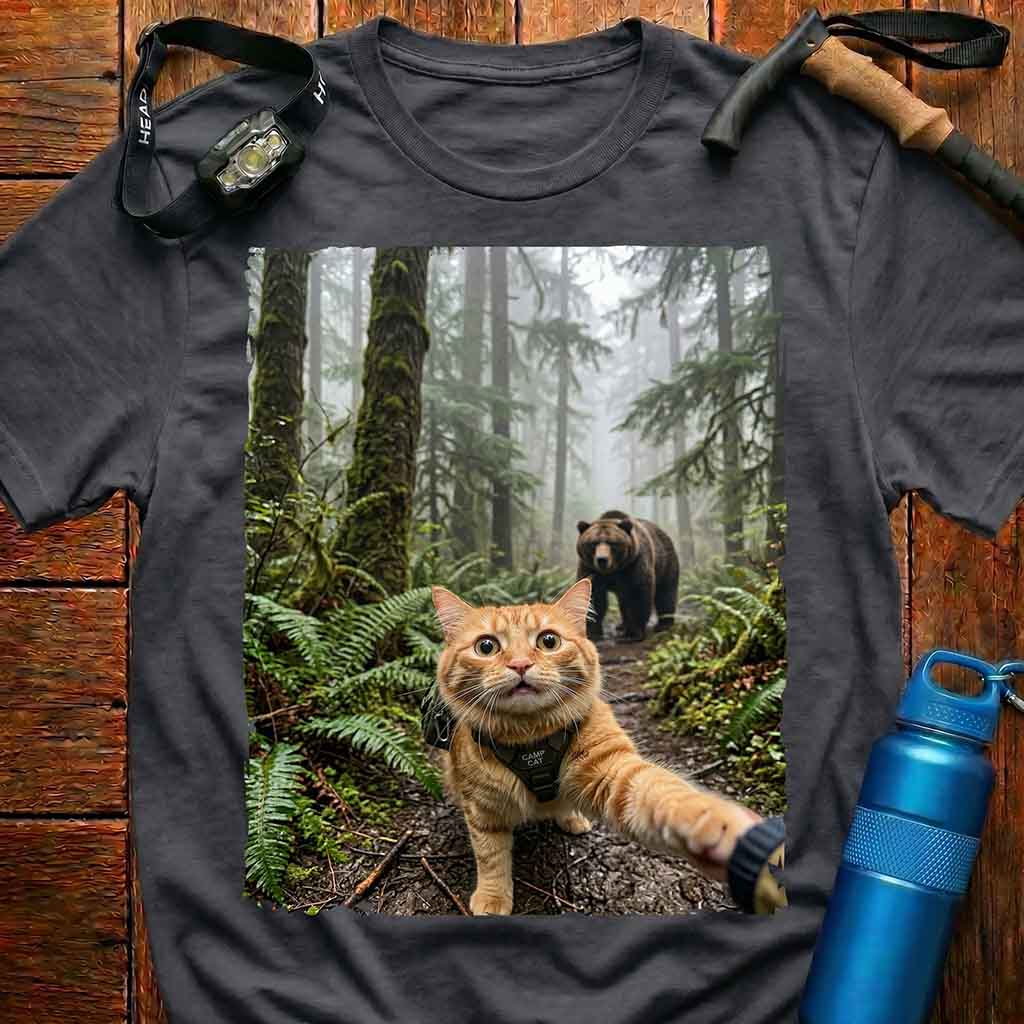 Funny Adventurous Cat Selfie T-shirt