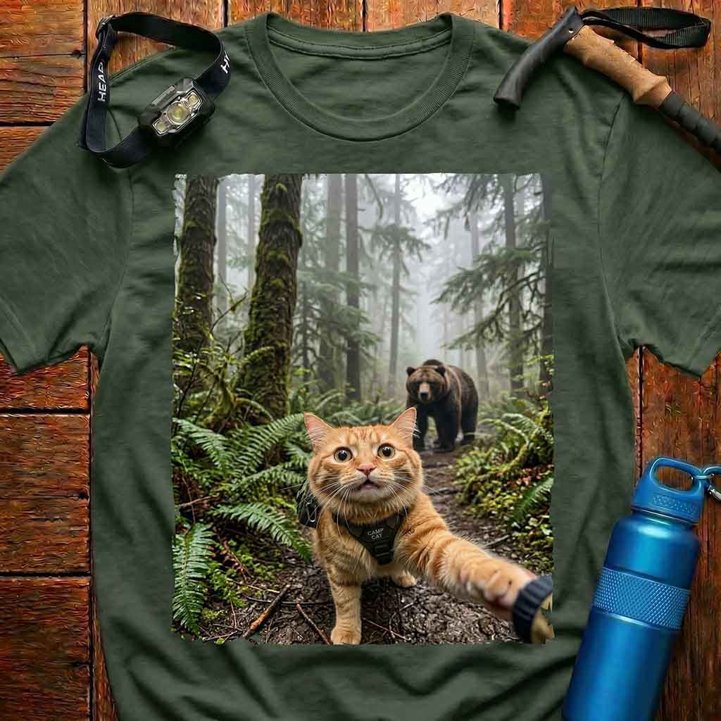 Funny Adventurous Cat Selfie T-shirt