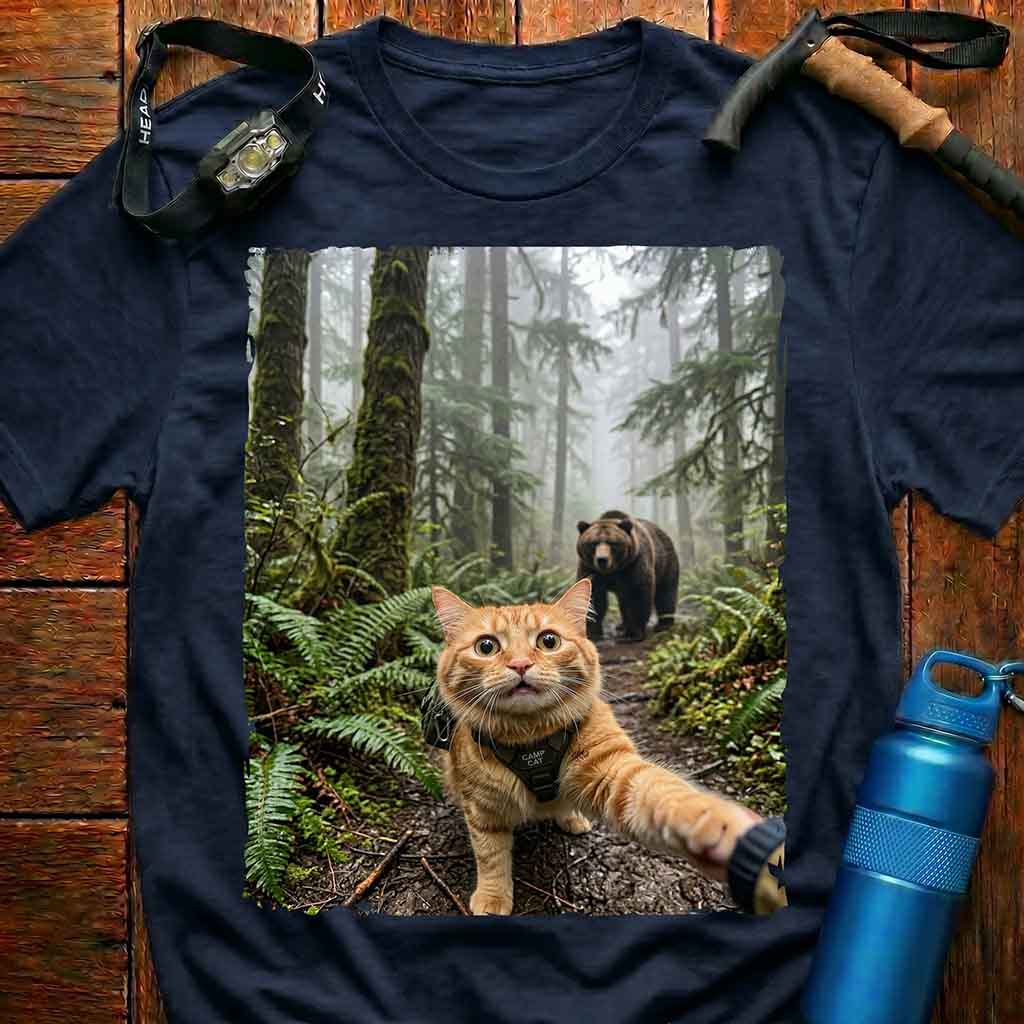 Funny Adventurous Cat Selfie T-shirt