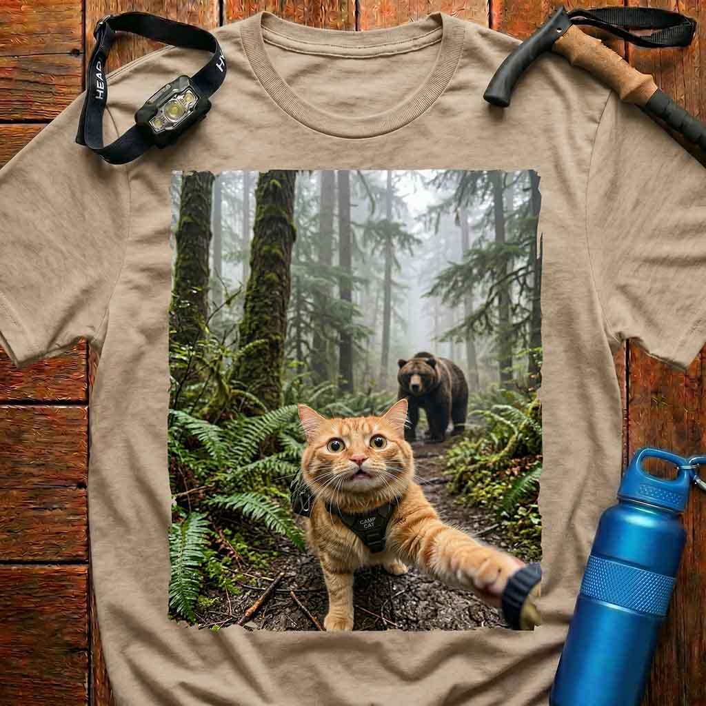 Funny Adventurous Cat Selfie T-shirt