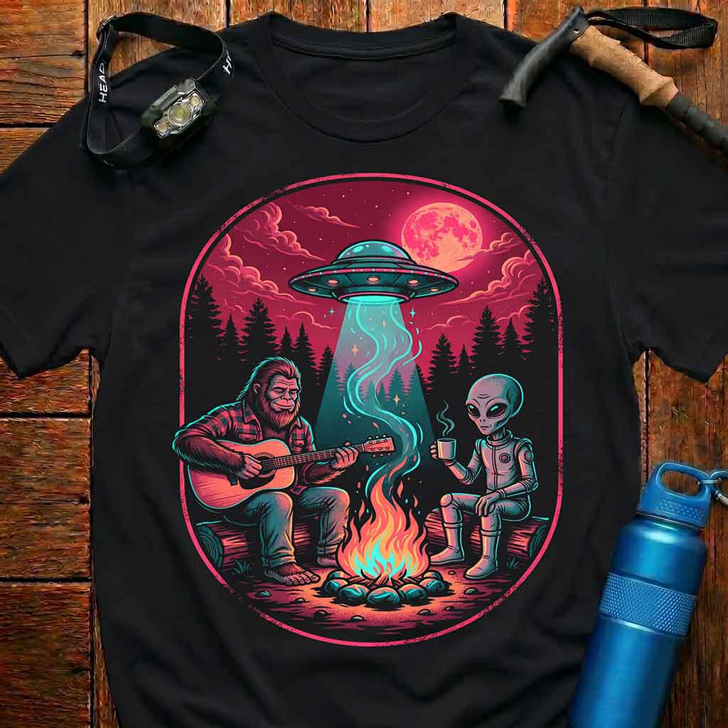 Alien Campfire Bigfoot T-shirt