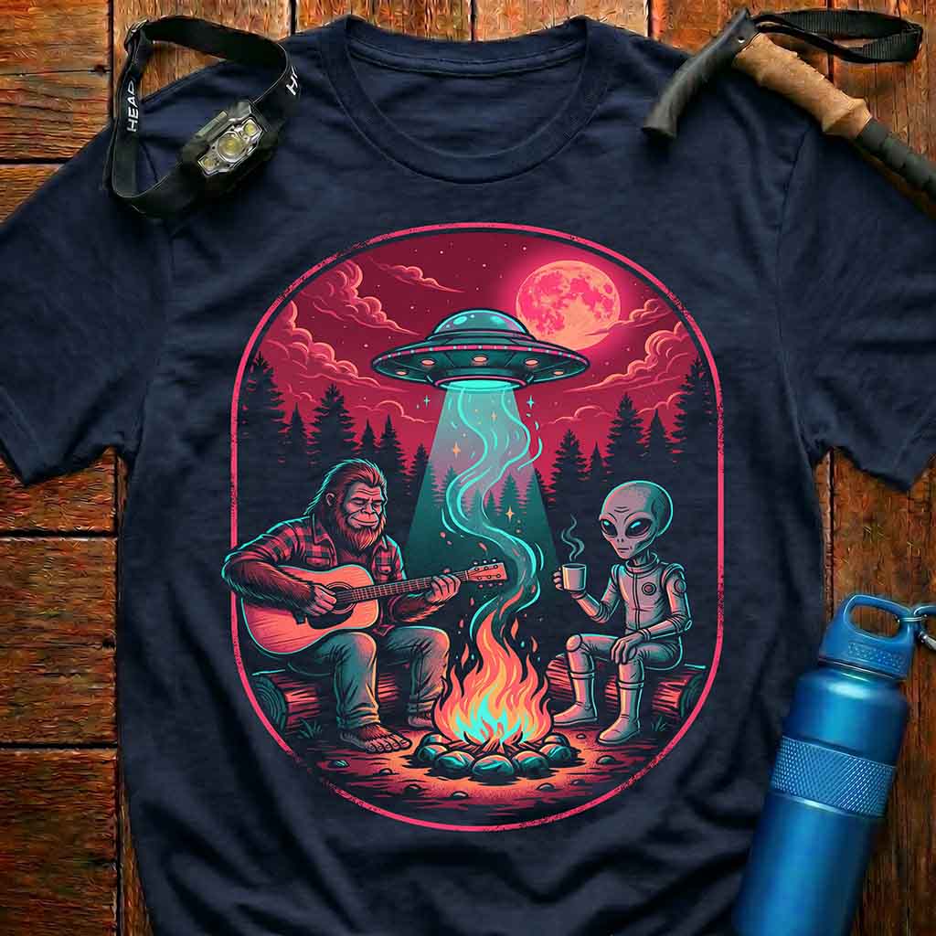 Alien Campfire Bigfoot T-shirt