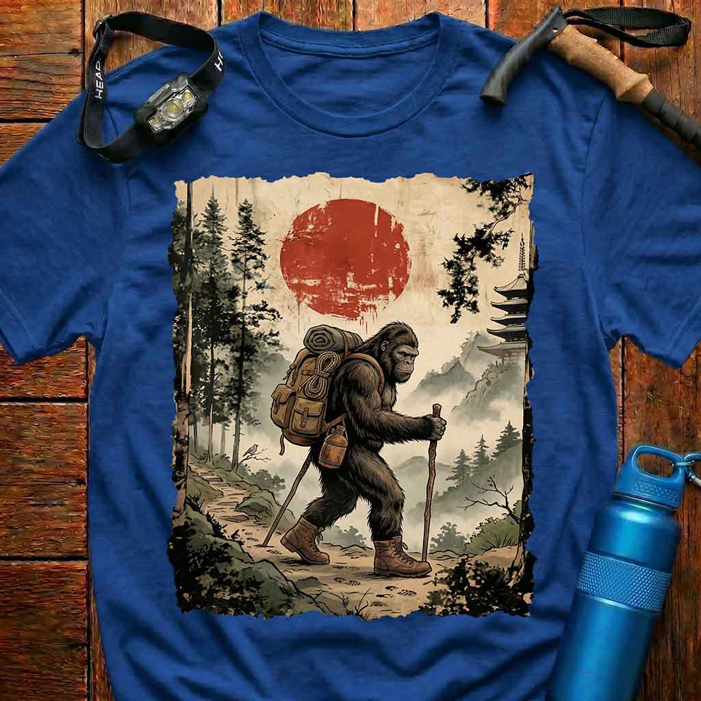 Bigfoot Hiking in Nature Scene T-shirt