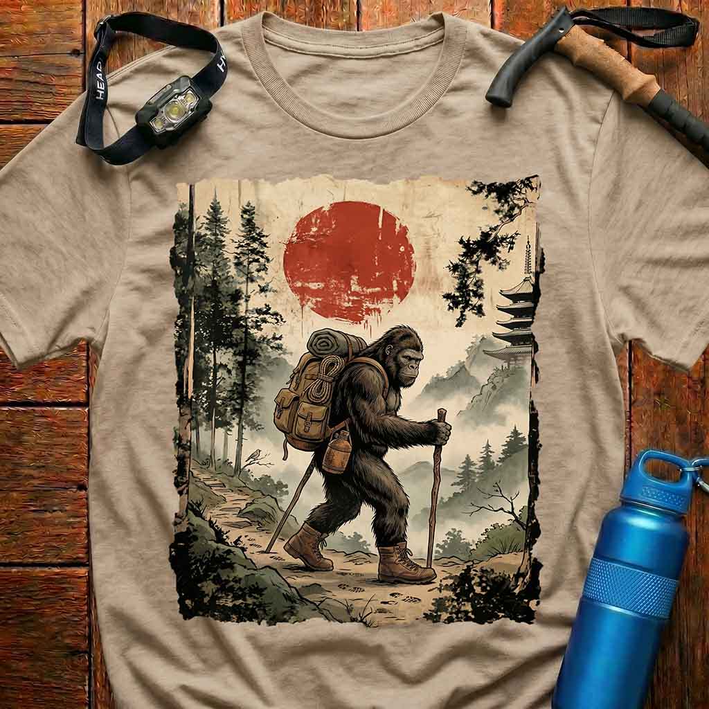 Bigfoot Hiking in Nature Scene T-shirt