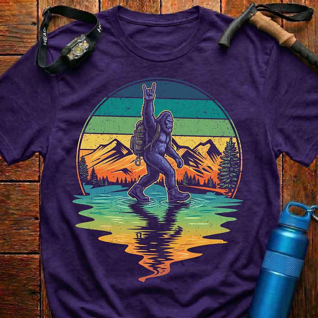 Bigfoot Rock On Hiker T-Shirt