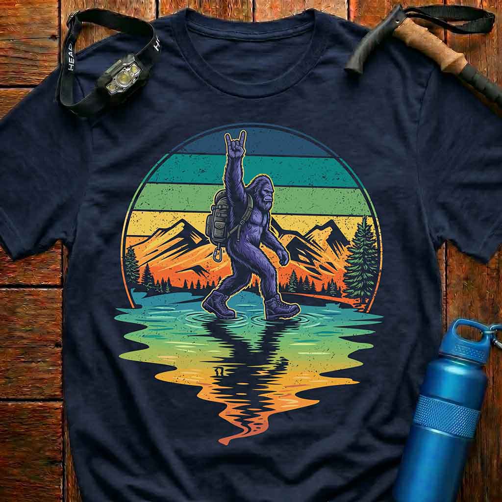 Bigfoot Rock On Hiker T-Shirt