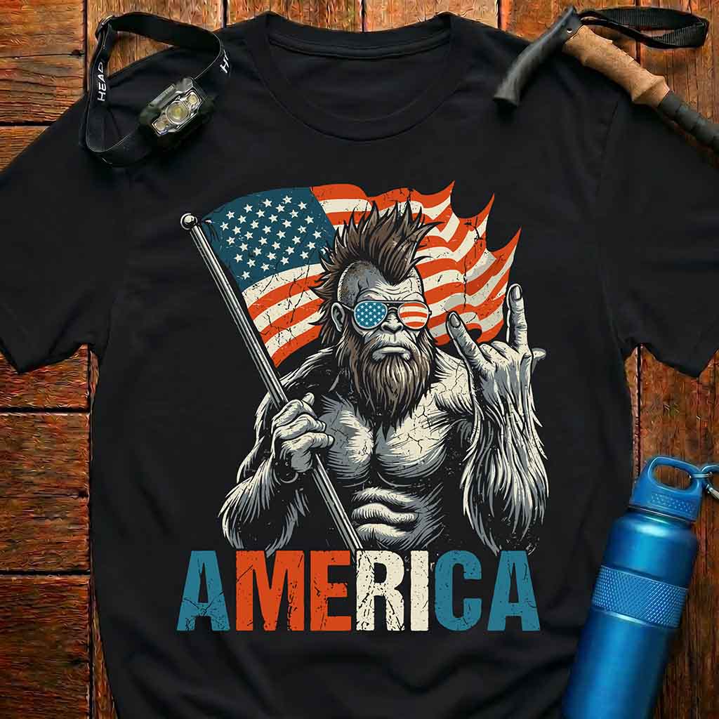 American Bigfoot Flag T-Shirt