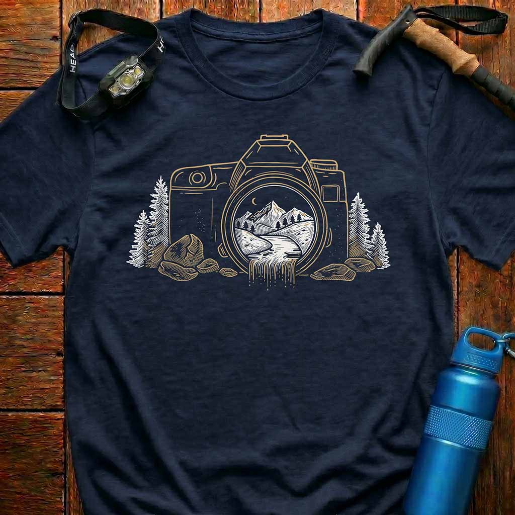 Camera Mountain Waterfall T-Shirt