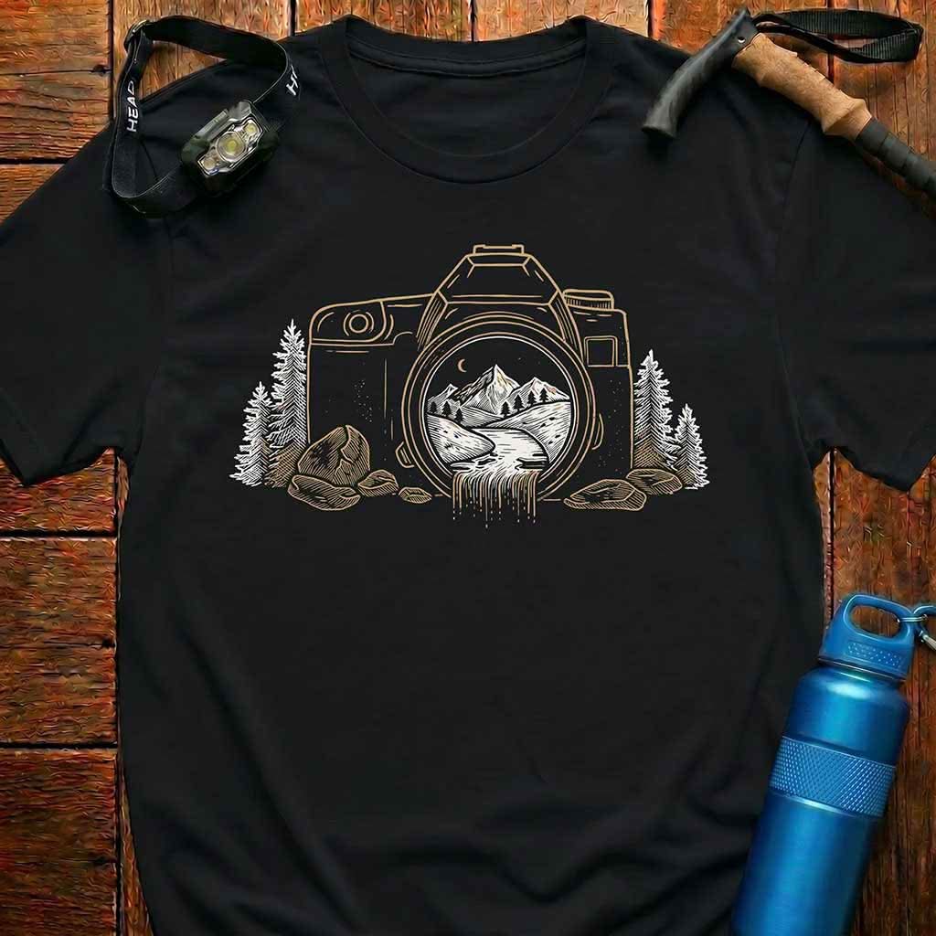 Camera Mountain Waterfall T-Shirt