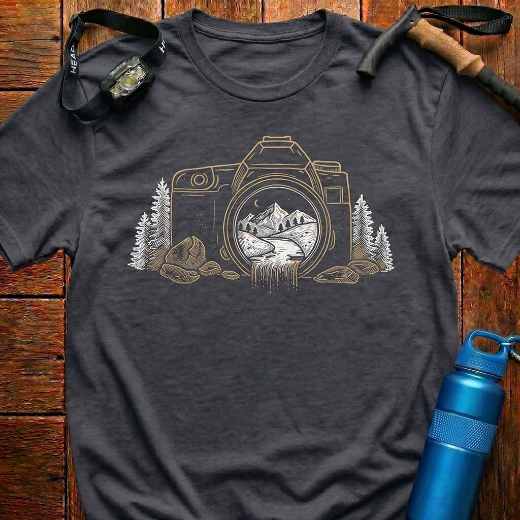 Camera Mountain Waterfall T-Shirt