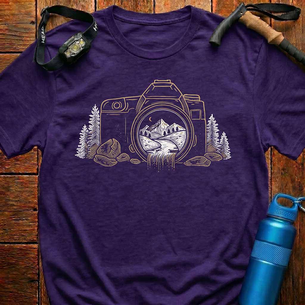 Camera Mountain Waterfall T-Shirt