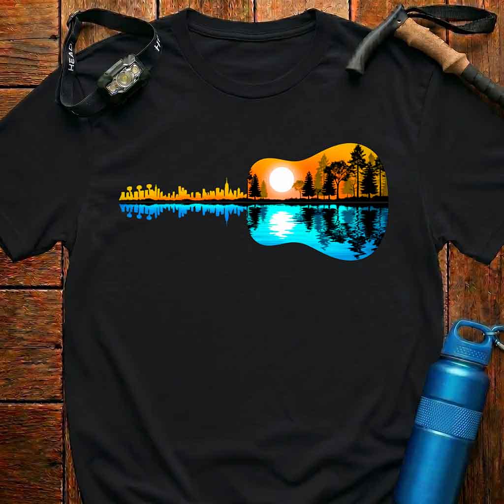 City vs Nature Guitar Reflection T-Shirt