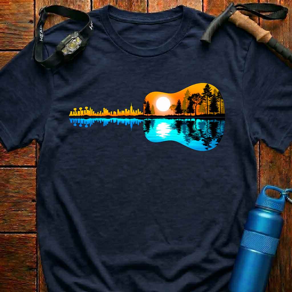 City vs Nature Guitar Reflection T-Shirt