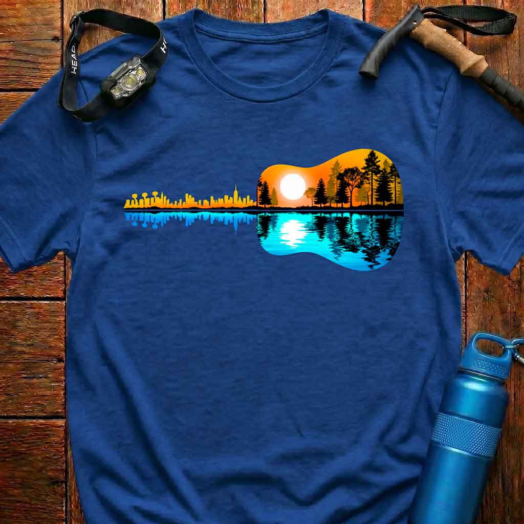 City vs Nature Guitar Reflection T-Shirt