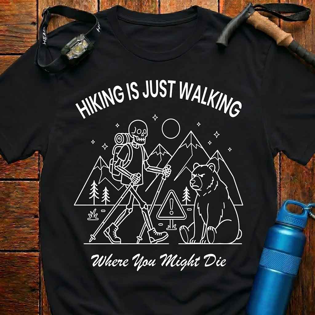 Funny Hiking Skeleton T-shirt