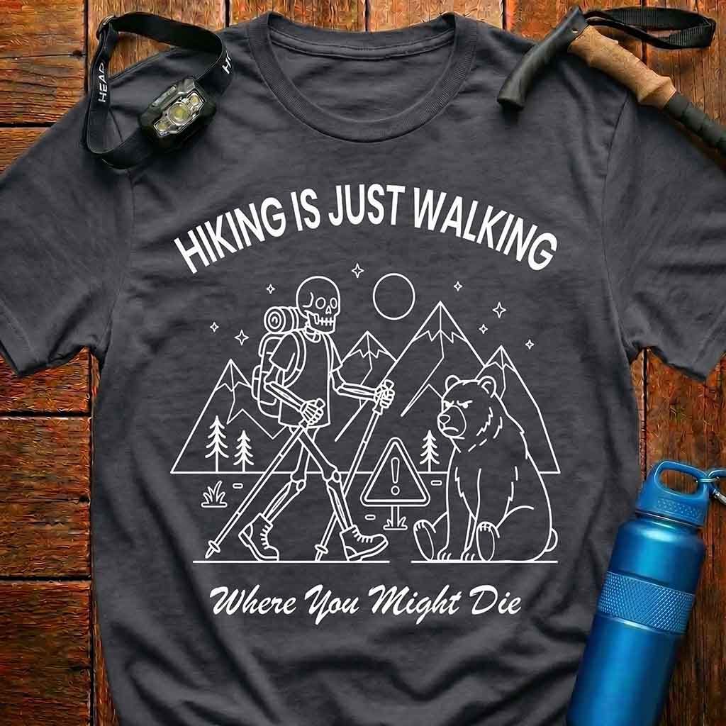 Funny Hiking Skeleton T-shirt