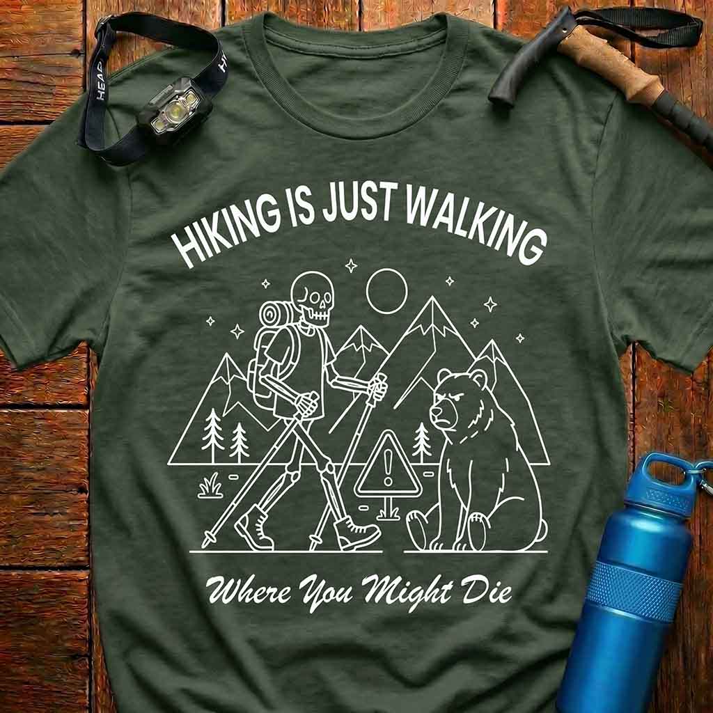 Funny Hiking Skeleton T-shirt