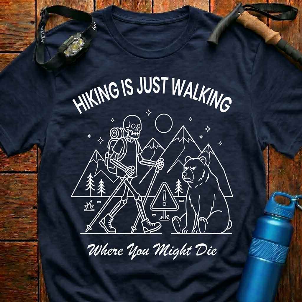 Funny Hiking Skeleton T-shirt