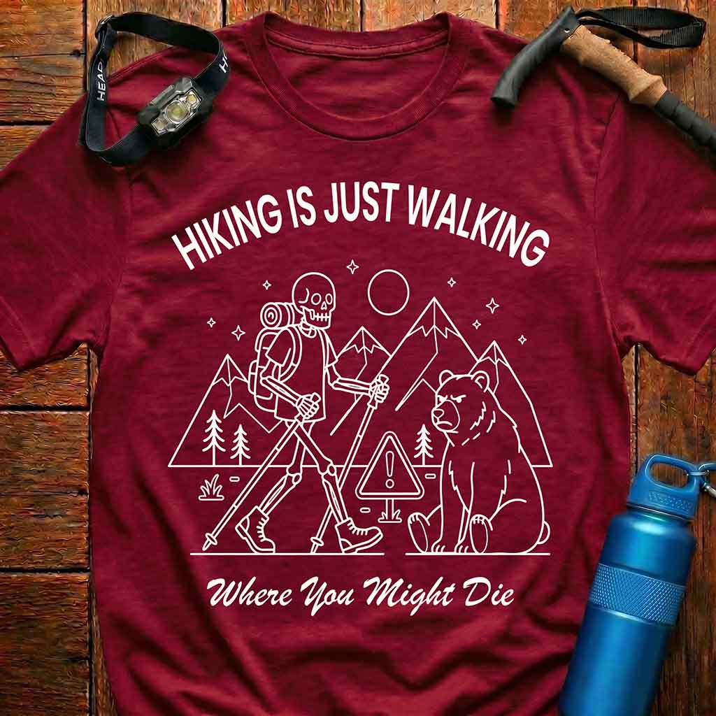 Funny Hiking Skeleton T-shirt