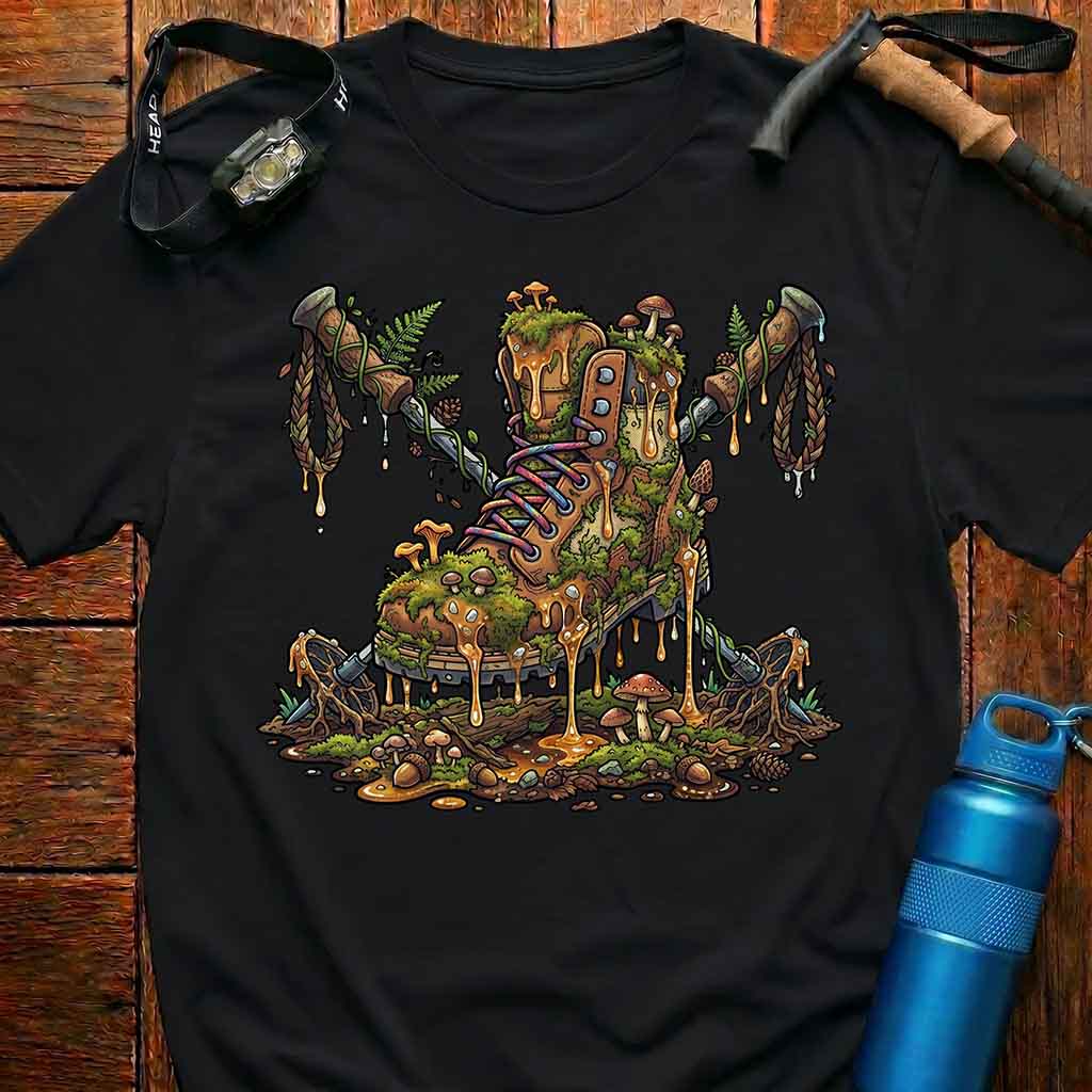 Mossy Boot and Mushrooms T-shirt