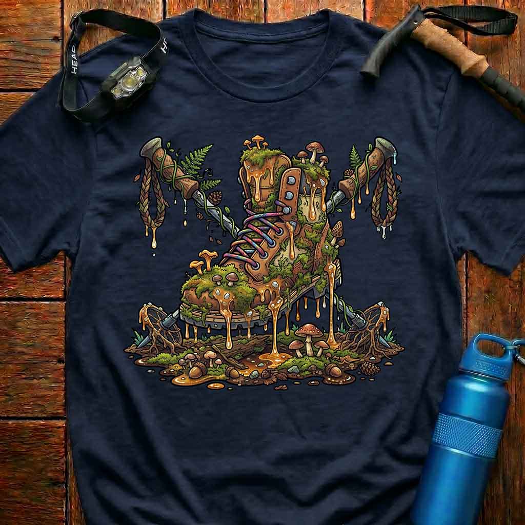Mossy Boot and Mushrooms T-shirt