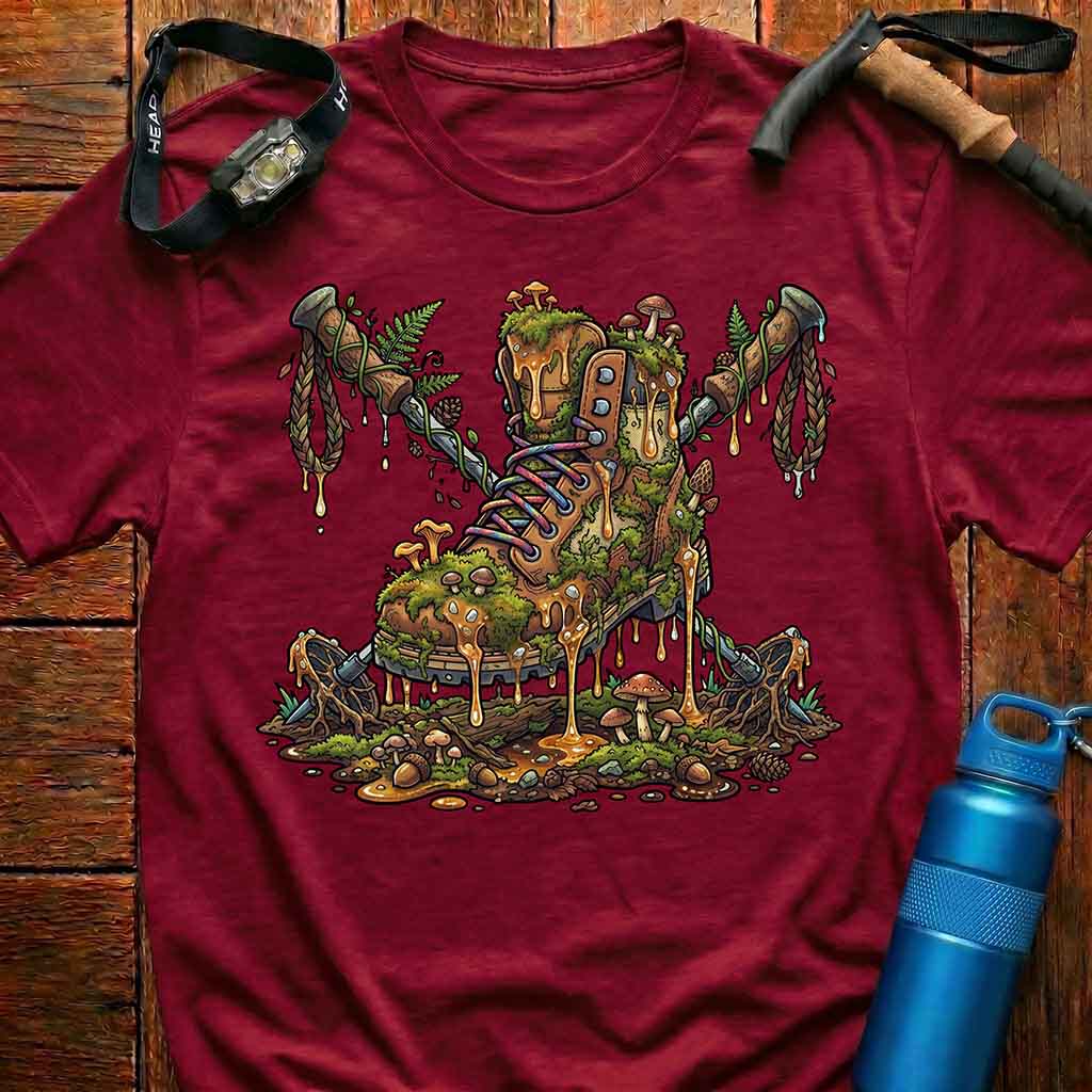 Mossy Boot and Mushrooms T-shirt