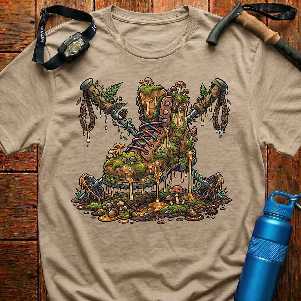 Mossy Boot and Mushrooms T-shirt