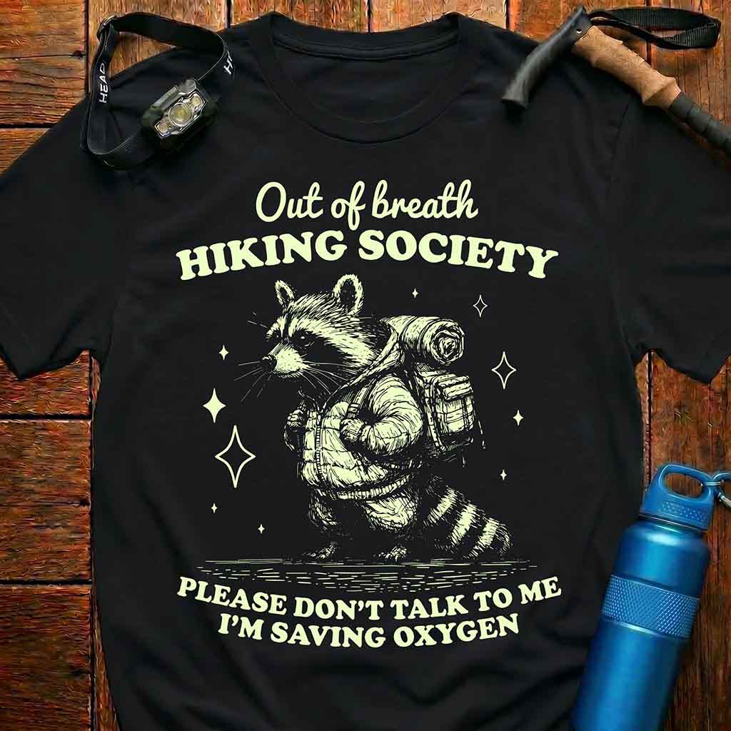 Funny Raccoon Hiking T-Shirt