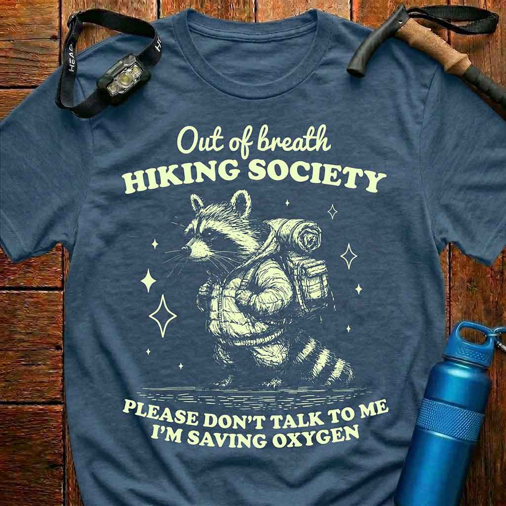 Funny Raccoon Hiking T-Shirt