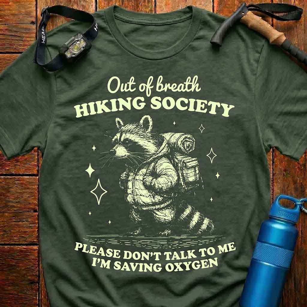Funny Raccoon Hiking T-Shirt