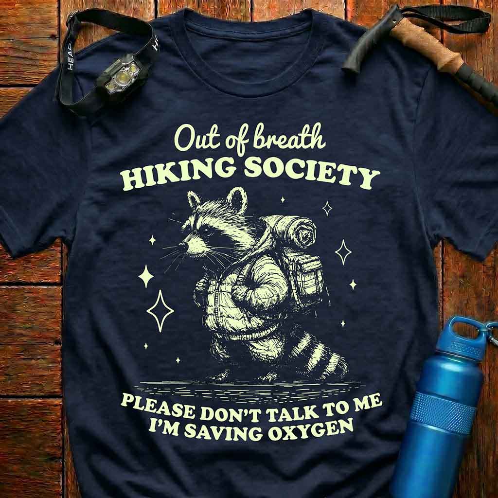 Funny Raccoon Hiking T-Shirt