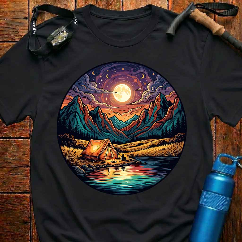 Stunning Full Moon Camping T-Shirt