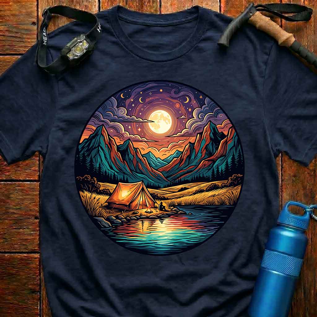 Stunning Full Moon Camping T-Shirt
