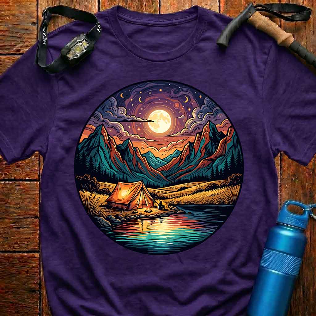 Stunning Full Moon Camping T-Shirt