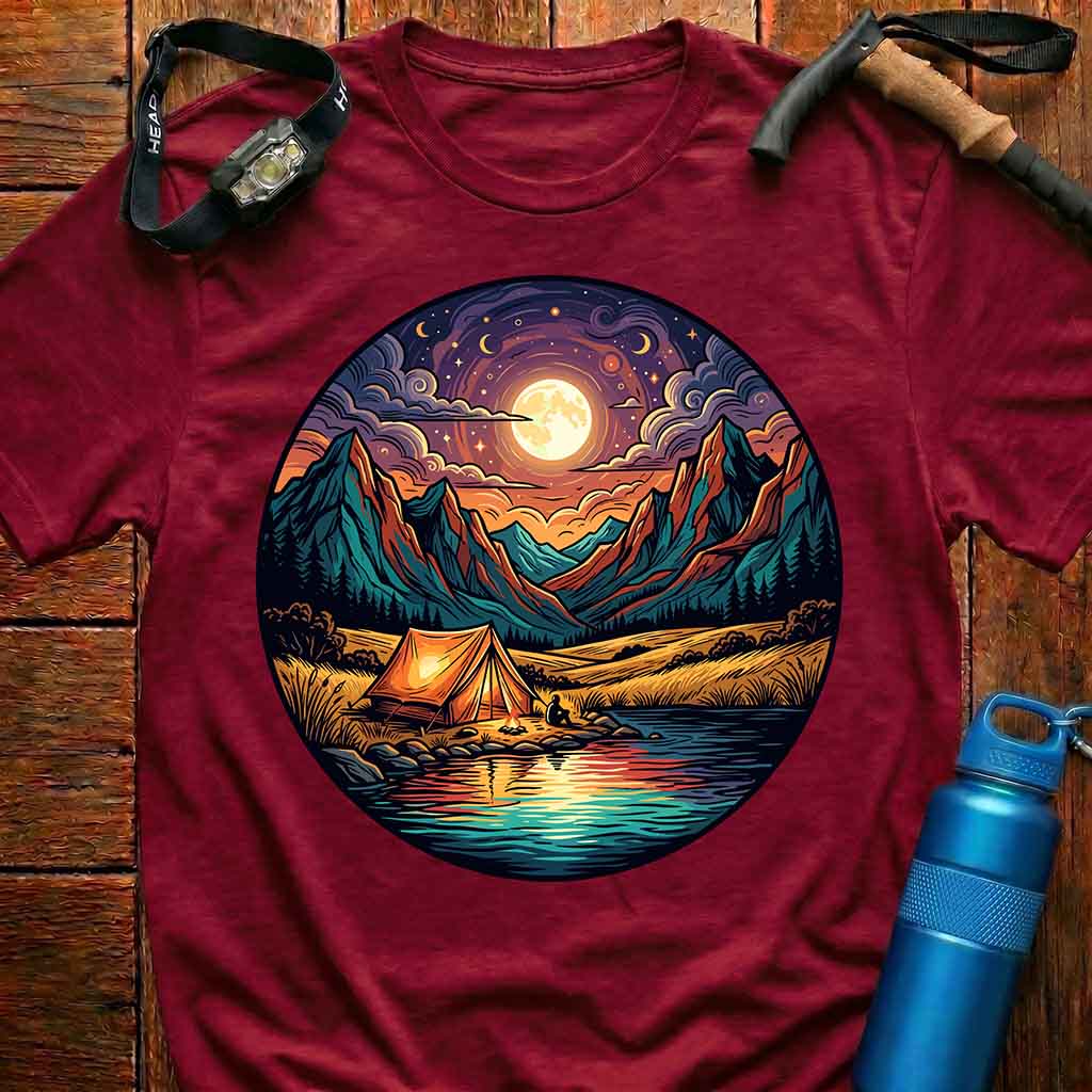 Stunning Full Moon Camping T-Shirt
