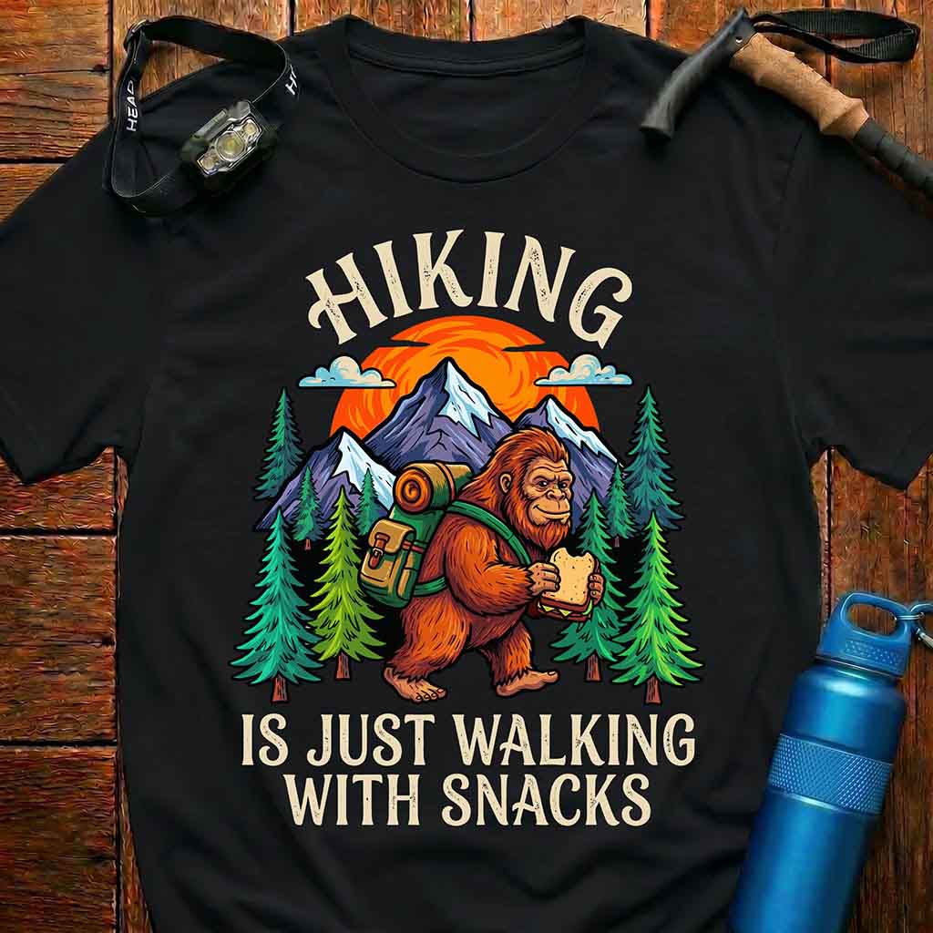 Funny Bigfoot Hiking T-Shirt