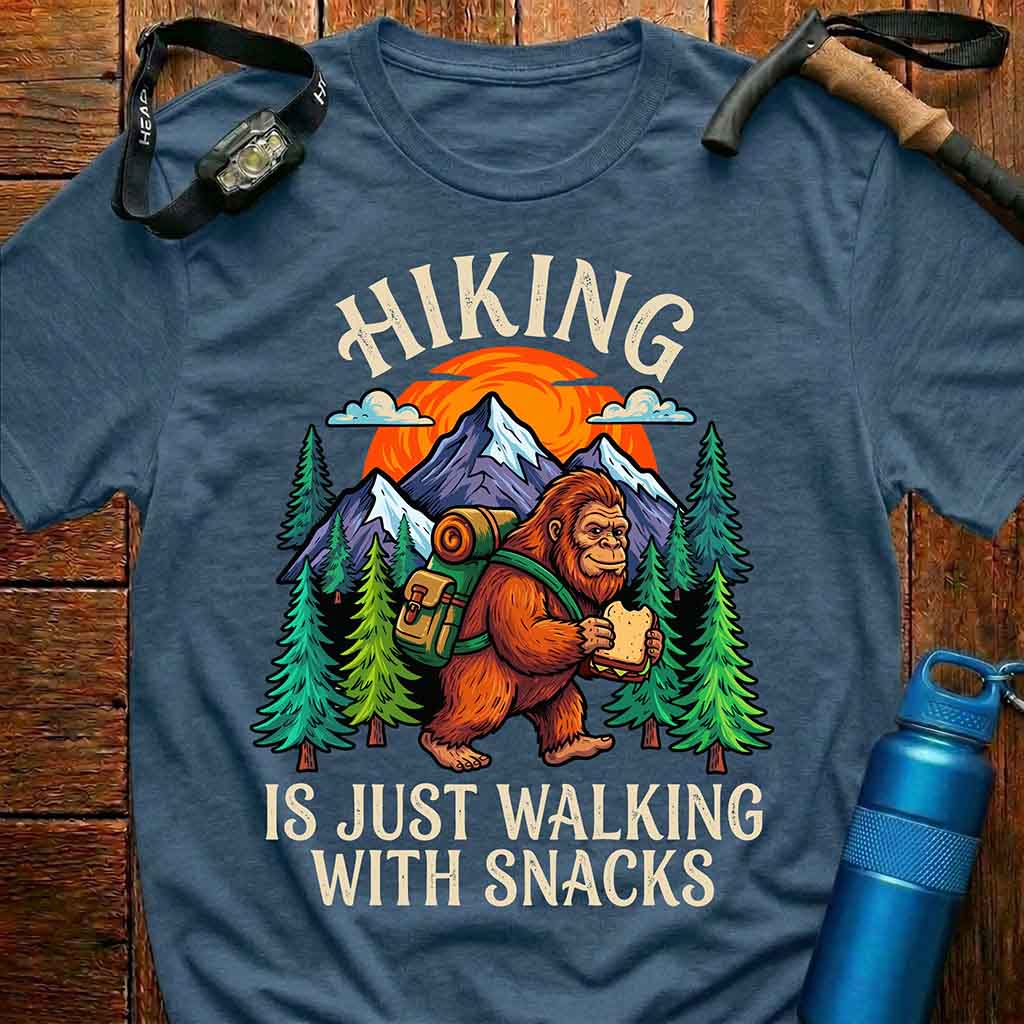 Funny Bigfoot Hiking T-Shirt