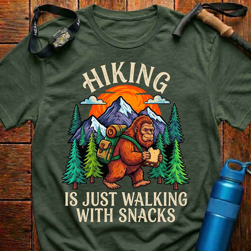 Funny Bigfoot Hiking T-Shirt