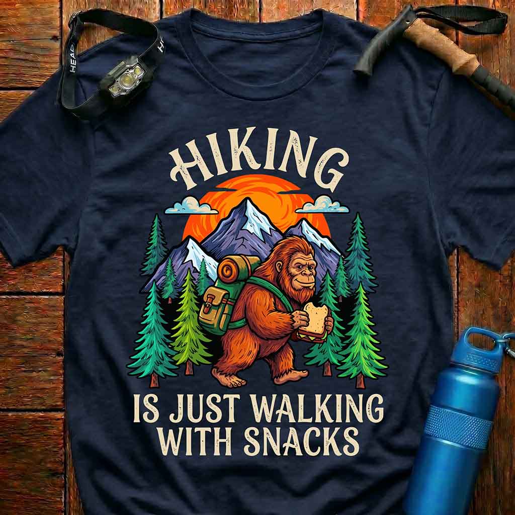 Funny Bigfoot Hiking T-Shirt