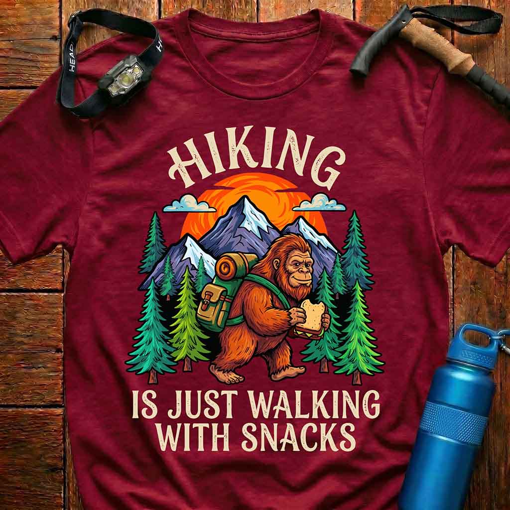 Funny Bigfoot Hiking T-Shirt
